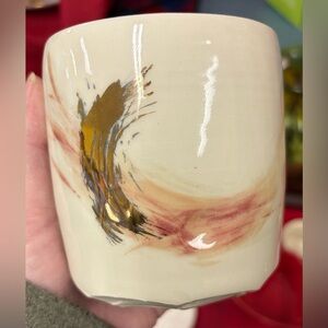 Gold Black and Raspberry  tumbler made in Wabi Sabi asian tradition.Studio Made